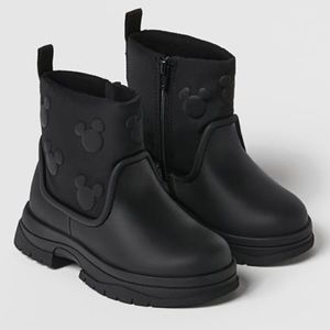 NWT Zara Kids Rubberized Mickey Mouse Disney Boots - Size 10.5